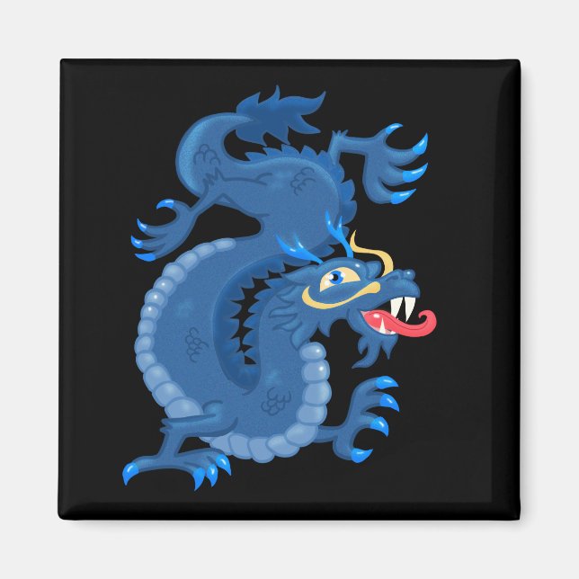 Bleu, aimant Dragon Oriental (Devant)