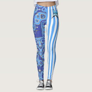 Bleu Amoeba et Leggings en bande