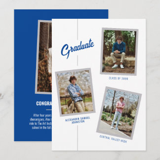 Bleu Angled Faire-part de diplôme de quatre photos
