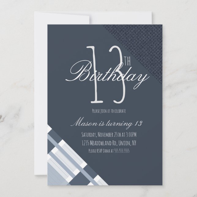 Bleu Anniversaire Plaid Denim Boys Treteen Party (Devant)