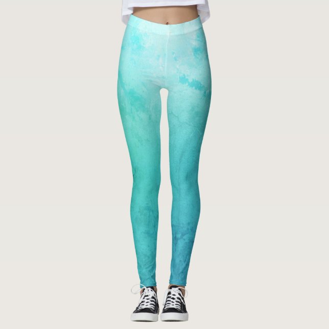 Bleu Aqua Leggings personnalisés (Devant)
