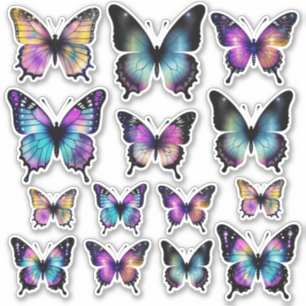 Bleu Aquarelle Bleu jolie Stickers Vinyl Papillon