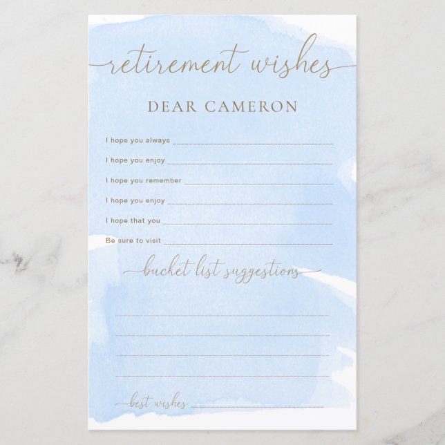 Bleu Aquarelle désir de retrait (Devant)