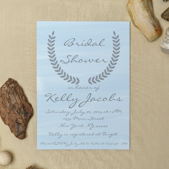 Bleu Aquarelle Douche nuptiale Invitation (Créateur téléchargé)