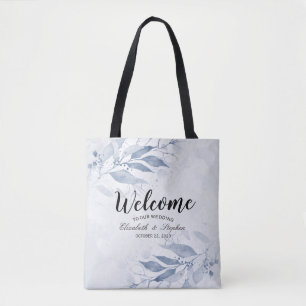 Bleu Aquarelle Feuille Mariage Bienvenue Sacs cade