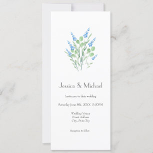 Bleu Aquarelle Fleur sauvage Bouquet Invitation