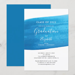 Bleu Aquarelle Graduation Party Invitation