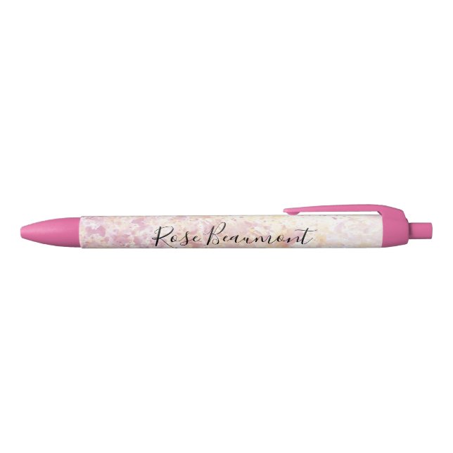 Bleu Aquarelle rose jaune moderne Script Stylo d'encre  (Haut)