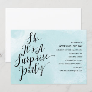 Bleu Aquarelle Surprise Invitation de la fête
