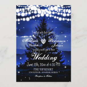 Bleu arbre Twinkle Faire-part de mariage