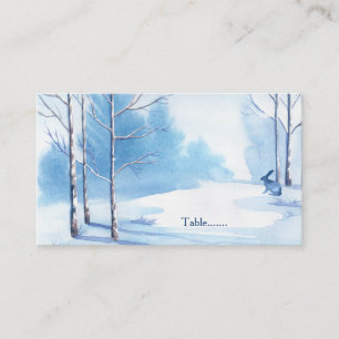 Bleu Arbres Blancs Lapin Mariage d'hiver Cartes
