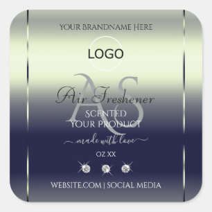 Bleu Argent Étiquette Bijoux Monogramme Logo