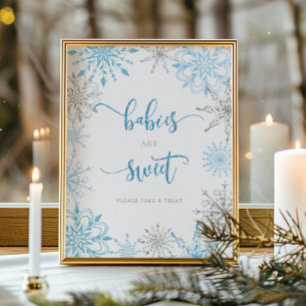 Bleu argent flocons de neige Baby are sweet Poster