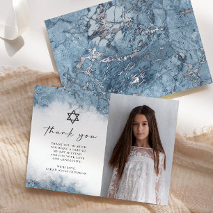 Bleu Argent Marbre Bat Mitzvah Merci
