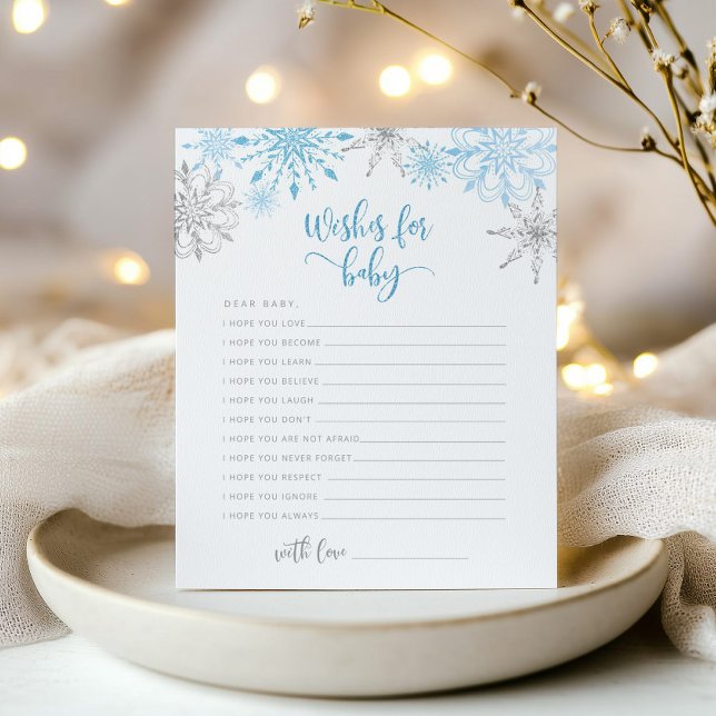 Bleu argent Snowflakes Wings pour carte bébé (Créateur téléchargé)