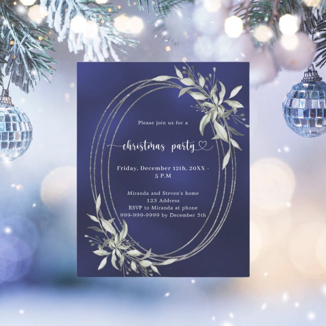 Bleu argent vert invitation Noël fête (Créateur téléchargé)