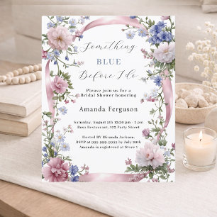 Bleu avant de faire floraux Invitation de douche n