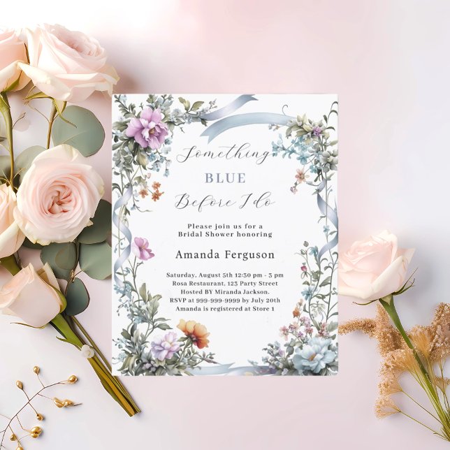 Bleu avant de faire rose invitation de douche nupt (Créateur téléchargé)