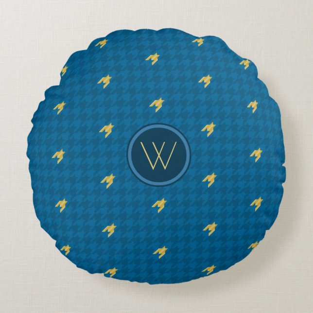 Bleu avec Coussin rond Accent or (Devant)