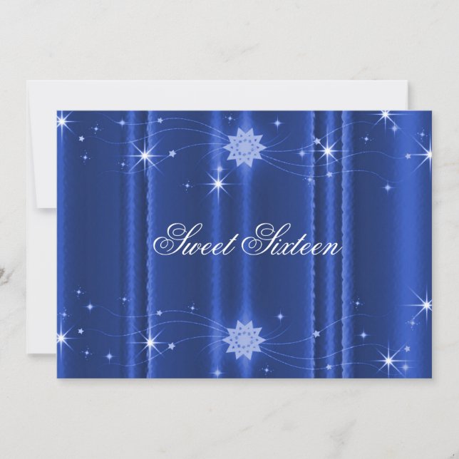 Bleu avec étoiles Sweet sixteen Invitation (Devant)