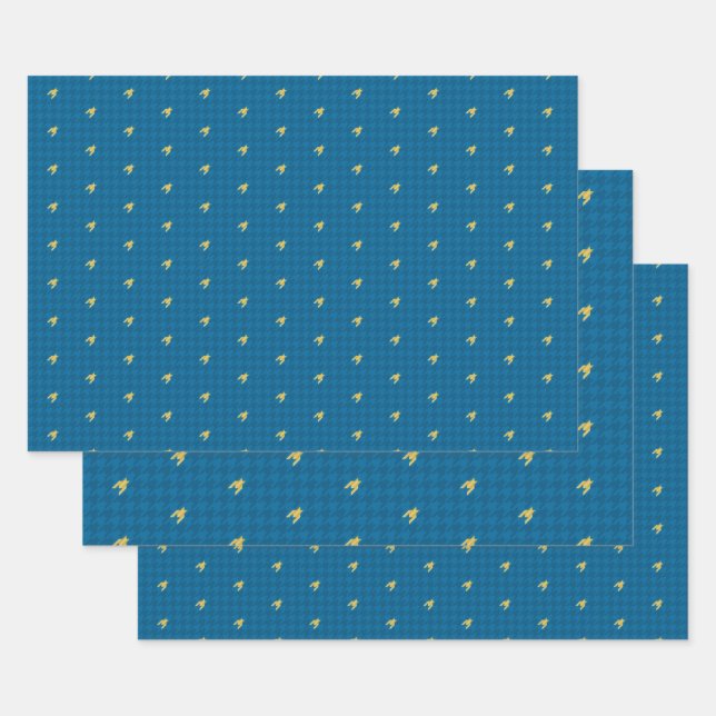 Bleu avec jeu de papier d'enveloppement en pieds d (Lot)