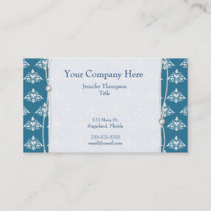 Bleu avec le carte de visite de damassé de perles