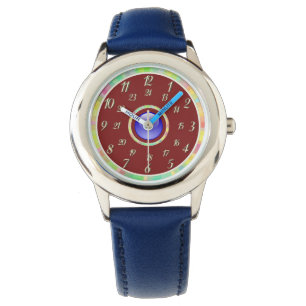 Bleu avec montre rouge moyenne