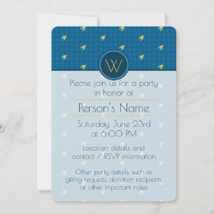 Bleu avec or Accent Houndstooth Party Invitation