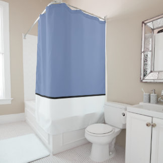 Bleu avec rideaux de douche noir/blanc