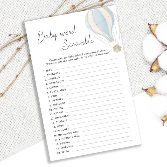 Bleu Baby shower à air chaud Bleu Mot (Créateur téléchargé)