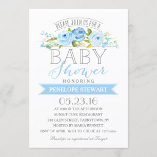 Bleu Baby shower  Invitation Baby shower