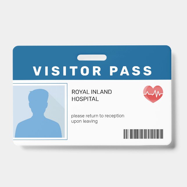 Bleu | Badge d'identification de visiteur d'hôpita (Avant)