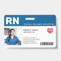 Bleu | Badge d'identification photo de l'employé m