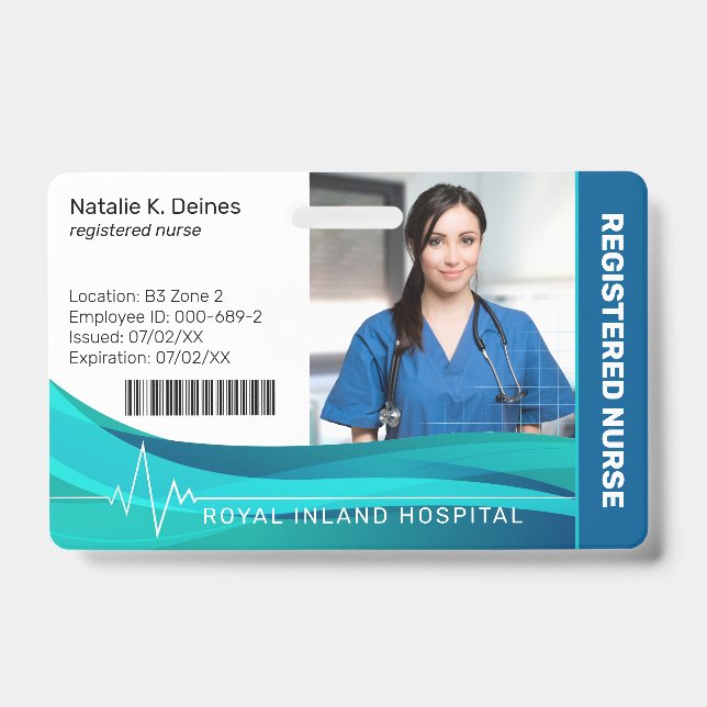 Bleu | Badge d'identification photo pour le person (Avant)