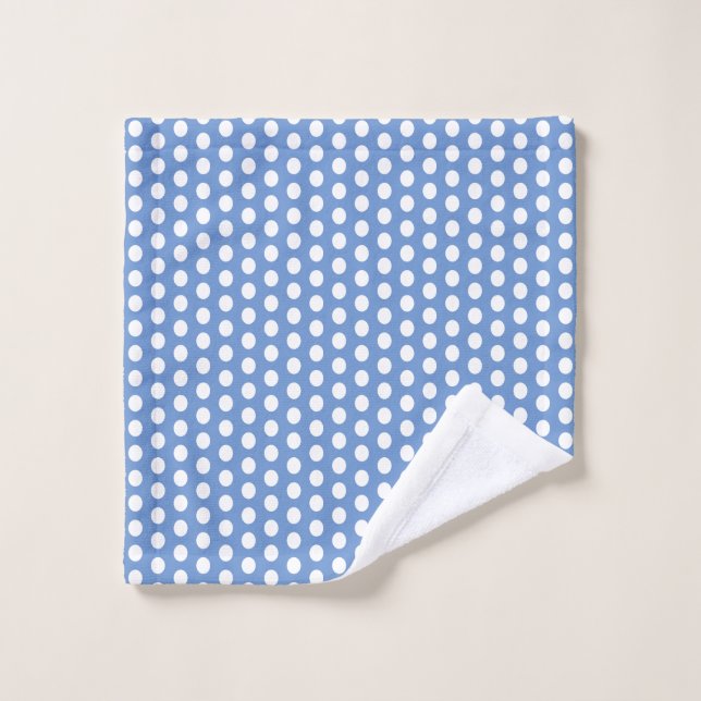 Bleu barbeau et blanc Bulles modernes Points (Gant de toilette)