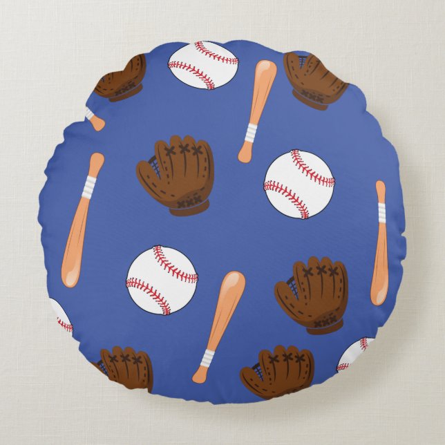 Bleu Baseball Coussin à thème (Devant)