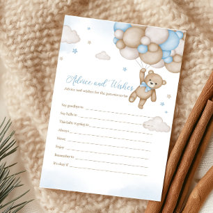 Bleu Bear Balloon Baby shower Conseils & Voeux Jeu
