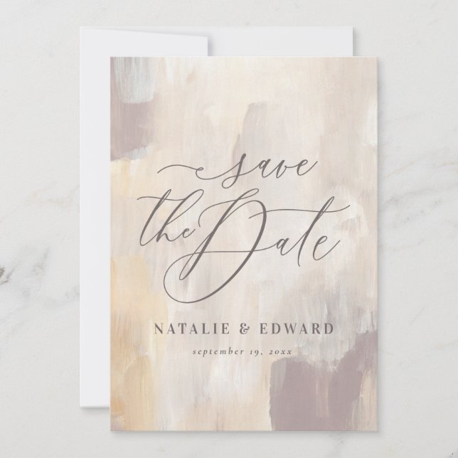 Bleu beige abstrait peint mariage photo (Devant)