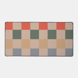 Bleu Beige Orange Marron Carreaux Motif Gingham