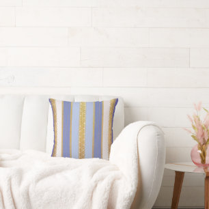Bleu, Beige, Oreiller à lancer en bande d'or