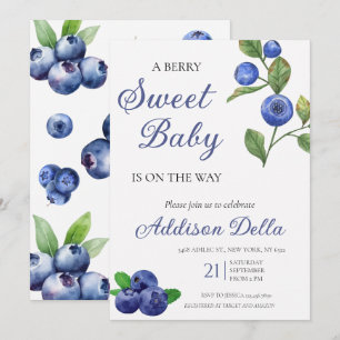 Bleu Berry Sweet Baby shower Invitation