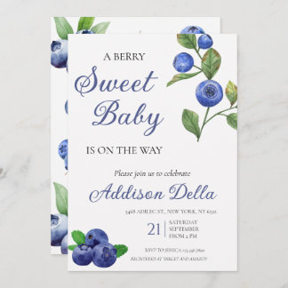Bleu Berry Sweet Baby shower Invitation