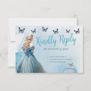 Bleu Beurre d'or Princesse Quinceañera RSVP