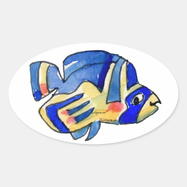 Bleu Beurre poisson Sticker ovale (Devant)