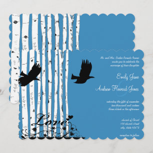 Bleu Birch Inséparable Forêt Mariage Invitations