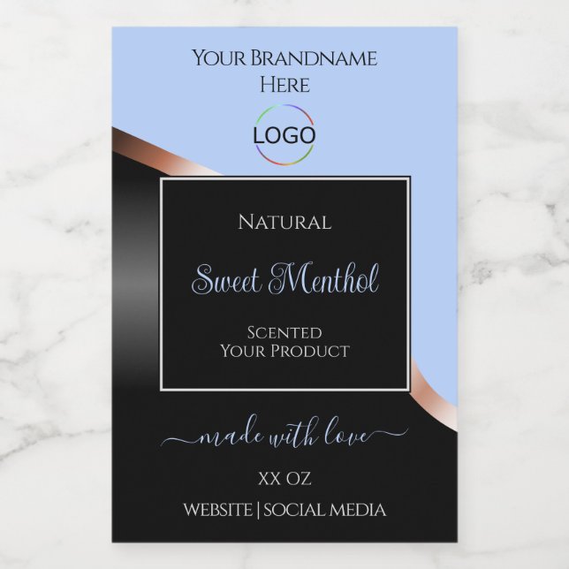 Bleu Black Wavy Rose Gold avec Logo Étiquettes de  (Étiquettes simples)