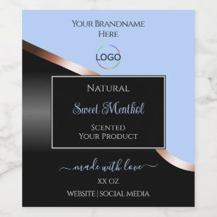 Bleu Black Wavy Rose Gold avec Logo Étiquettes de