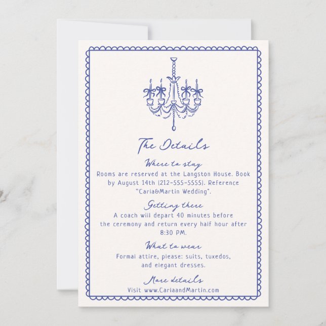 Bleu blanc, carte de boîtier dessinée à la main (Devant)