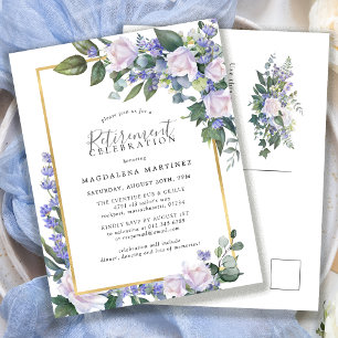 Bleu Blanc Floral Retraite Party Invitation