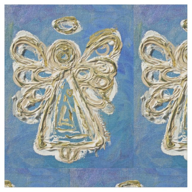 Bleu Blanc Gardien Angel Art tissu (Fermer)